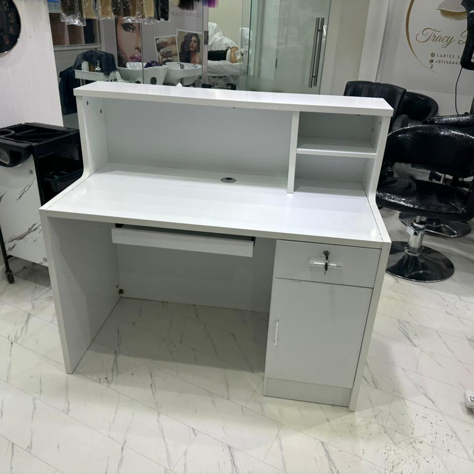Reception Table IH R8940 | White Gold Office Desk UAE