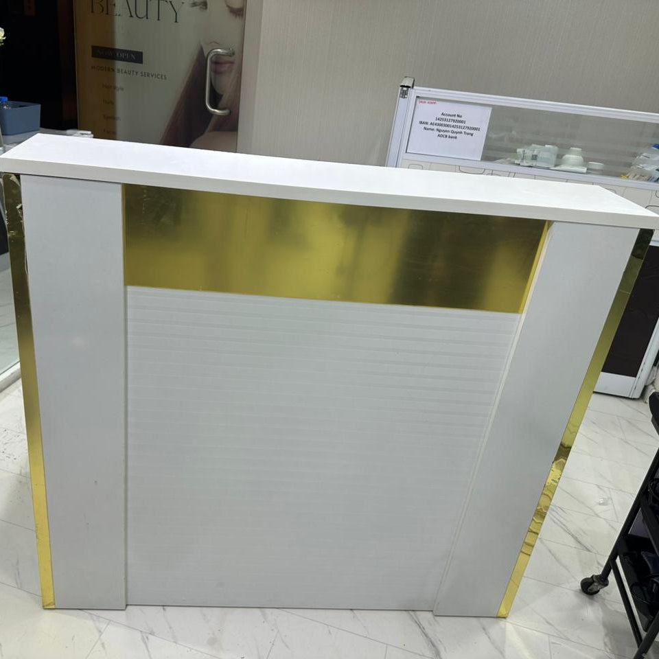 Reception Table IH R8940 | White Gold Office Desk UAE
