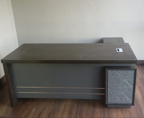 L-Shape Office Desk 1.6M Coffee Grey | Premium Executive Desk UAE