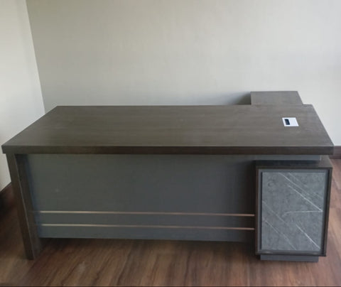 L-Shape Office Desk 1.8m Coffee Grey | Premium Executive Desk UAE