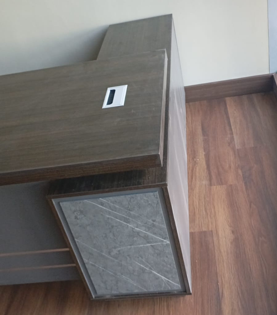 L-Shape Office Desk 1.8m Coffee Grey | Premium Executive Desk UAE