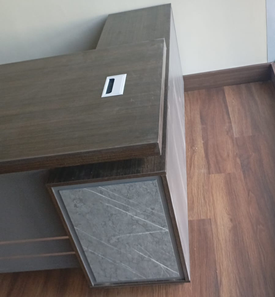 L-Shape Office Desk 1.6M Coffee Grey | Premium Executive Desk UAE