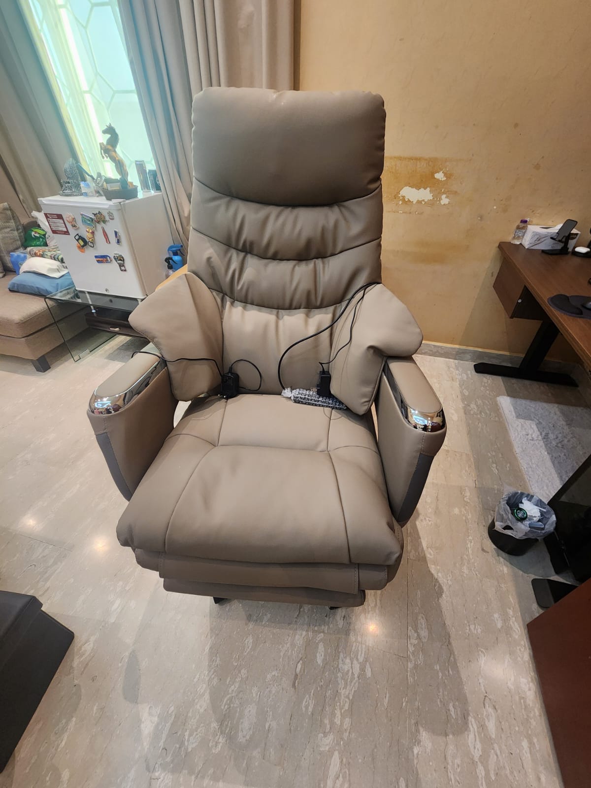 Electric Recliner Office Chair - PU Leather Ergonomic Chair UAE | IH 6076 camel