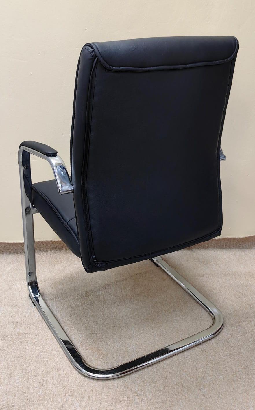 PU Leather Visitor Chair with Chrome Arms - Office Guest Seating UAE | IH 107V
