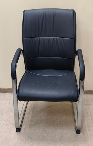 PU Leather Visitor Chair with Chrome Arms - Office Guest Seating UAE | IH 107V
