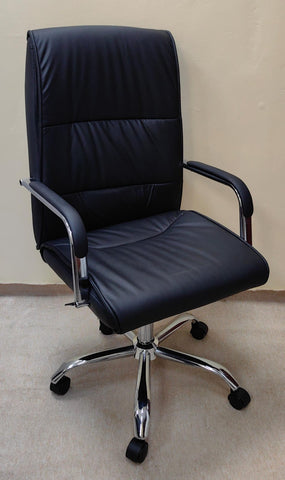 High Back Executive Office Chair UAE | Ergonomic PU Leather Chair with Chrome Base | IH 107