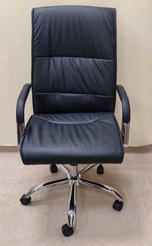 High Back Executive Office Chair UAE | Ergonomic PU Leather Chair with Chrome Base | IH 107