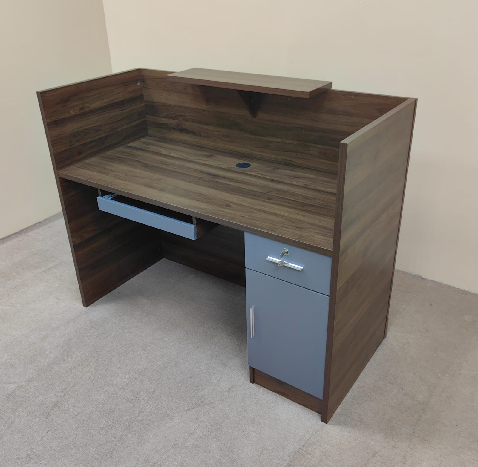 Reception Table 1.2m Walnut & Grey | Premium Office Furniture UAE