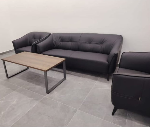 Aurora 8136 Black Leather Sofa Set - 3 Seater, 2 Seater & 1 Seater | Premium Living Room Furniture UAE
