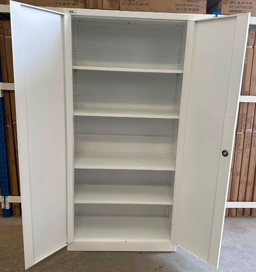 Metal Cupboard with Stand Legs & 2 Swing Doors | 190×85×40 cm | Beige