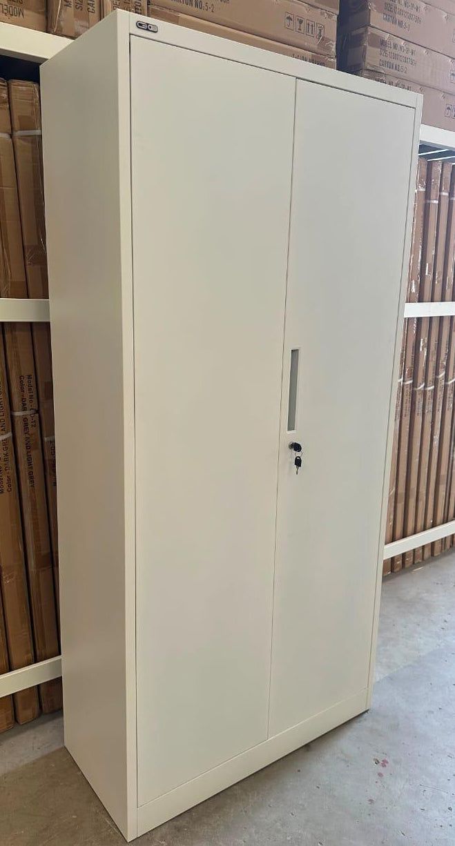 Metal Cupboard with Stand Legs & 2 Swing Doors | 190×85×40 cm | Beige