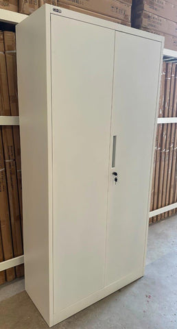 Metal Cupboard with Stand Legs & 2 Swing Doors | 190×85×40 cm | Beige