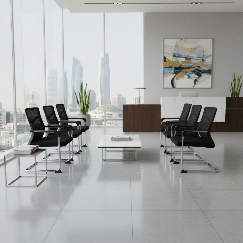 Mesh Back Visitor Chair UAE | Chrome Base Office Chair Dubai | IH 1004V