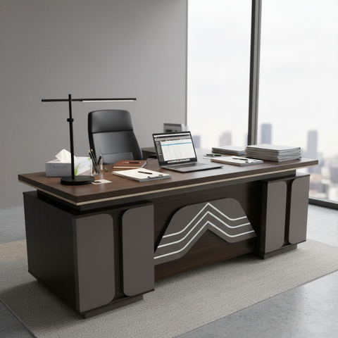 Office Desk 1.4m Coffee Grey Khaki | Premium Workstation UAE | IH 5214