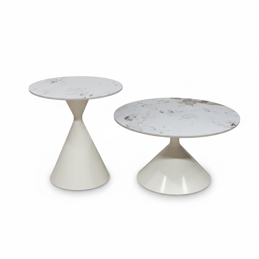 INFINI HOMES Coffee Table Set (1+1) | IH 503 | White | 70×70×46.5 & 50×50×55 cm