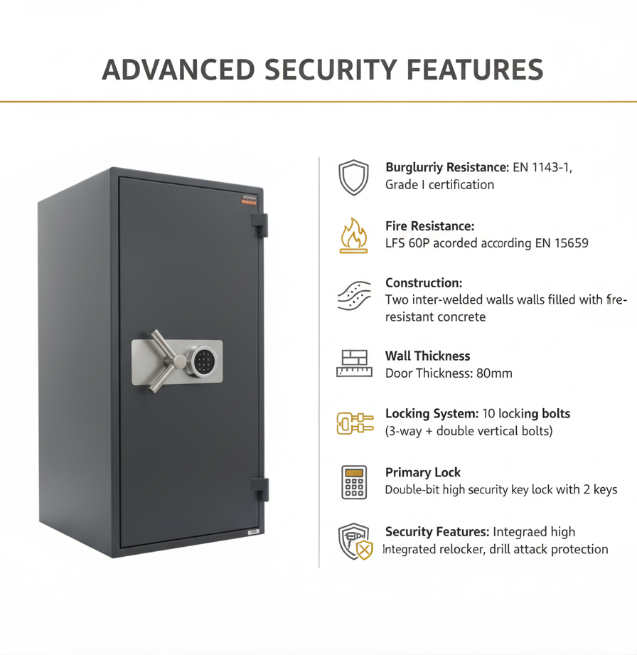 Valberg Garant 110EL Large Digital Fire & Anti-Theft High Security Safe Dubai UAE