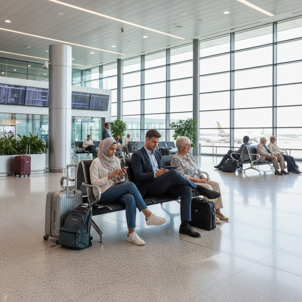 Airport Chair 3-Seater Steel Silver & Black PVC - UAE Delivery