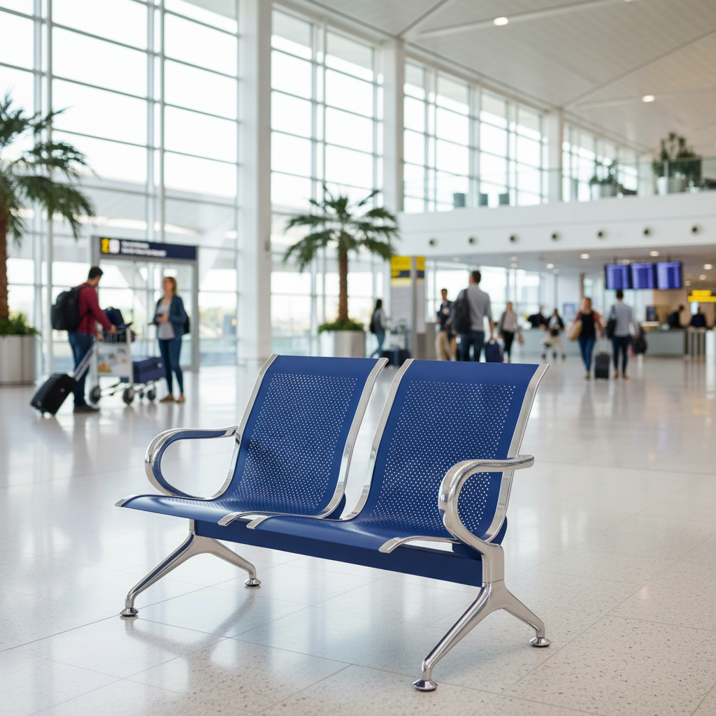 Airport Chair 2-Seater Blue Steel | Premium Waiting Area Seating UAE