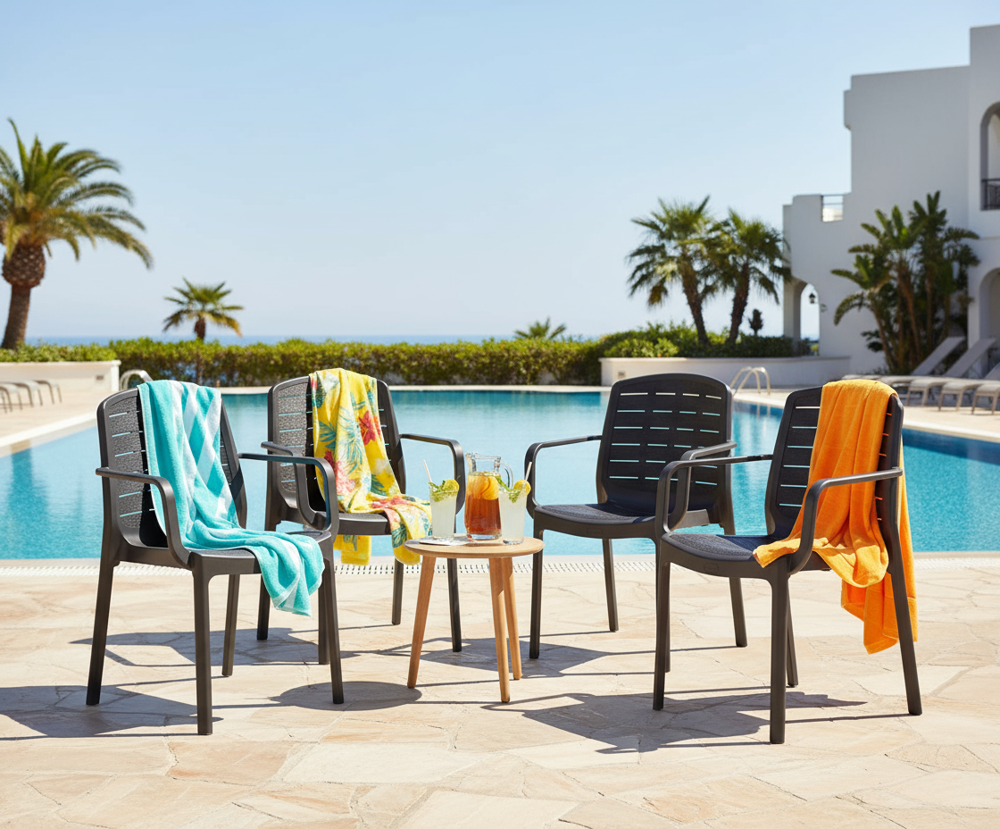Set of 4 Cedargrain armchairs poolside outdoor furniture UAE Dubai Abu Dhabi Sharjah