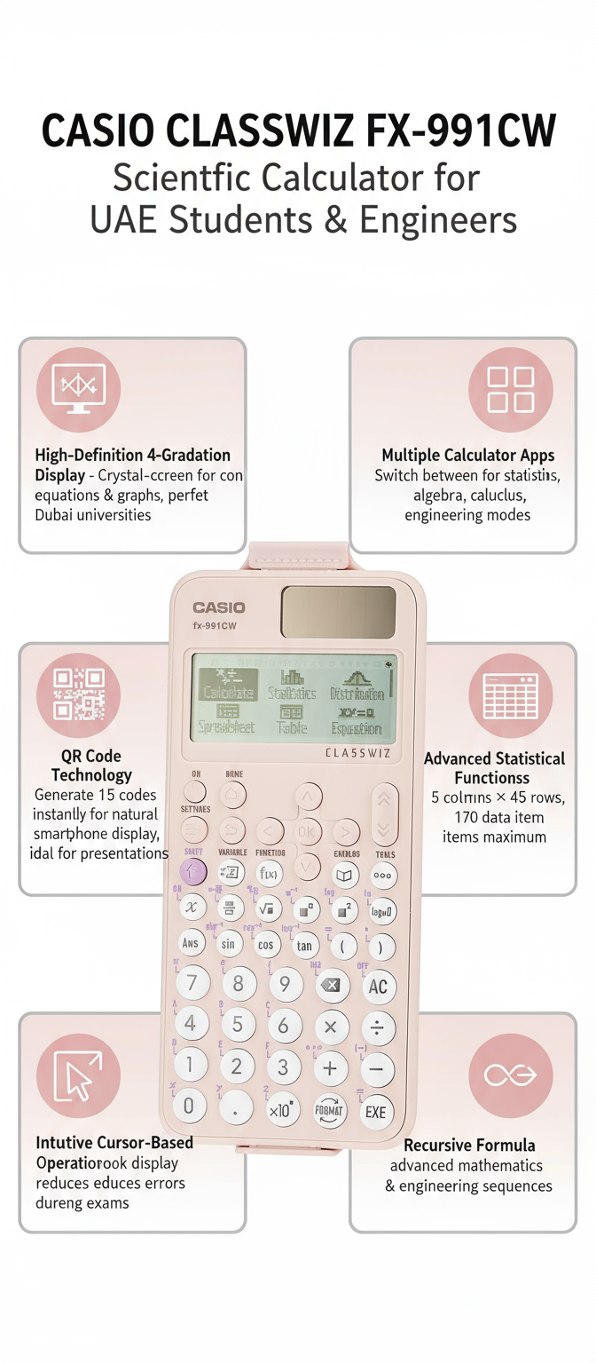 Casio ClassWiz FX-991CW Scientific Calculator | UAE Students & Engineers | QR Code Display