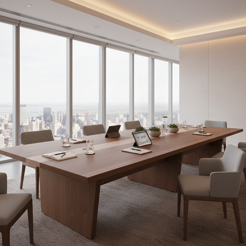 Meeting Table 3.6M Oak & Khaki | Premium Office Furniture UAE