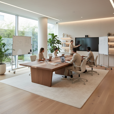 Meeting Table 3.6M Oak & Khaki | Premium Office Furniture UAE