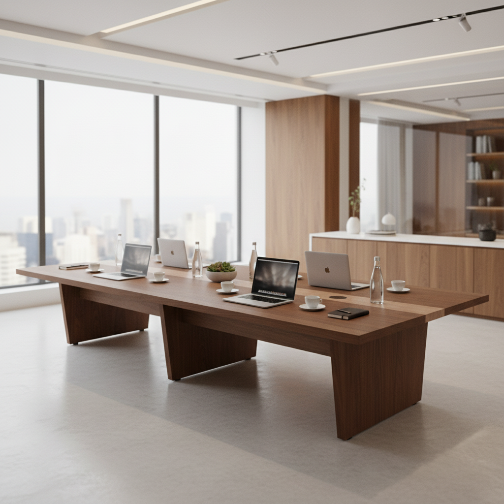 Meeting Table 3.6M Oak & Khaki | Premium Office Furniture UAE