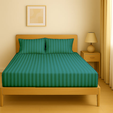 Premium Luxury Stripe Fitted Sheet 160x200cm | UAE-Wide Delivery | Dubai Abu Dhabi Sharjah