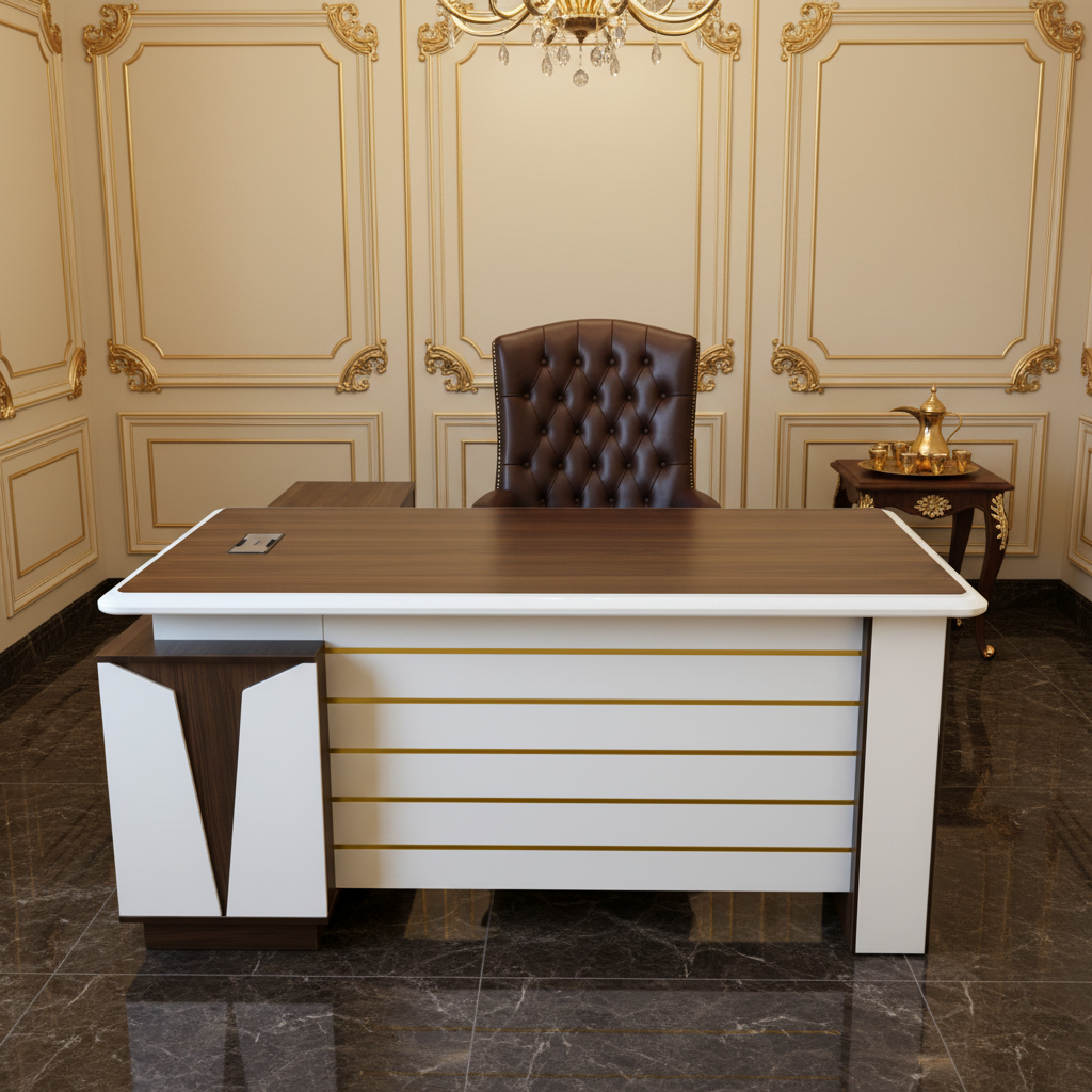 Wenge Light Grey Office Table IH 723 | Premium Office Furniture UAE