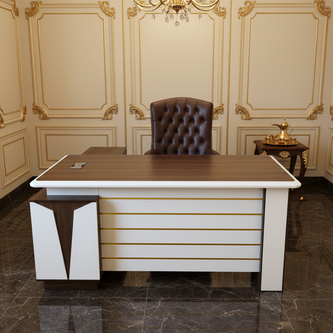 Wenge Light Grey Office Table IH 723 | Premium Office Furniture UAE