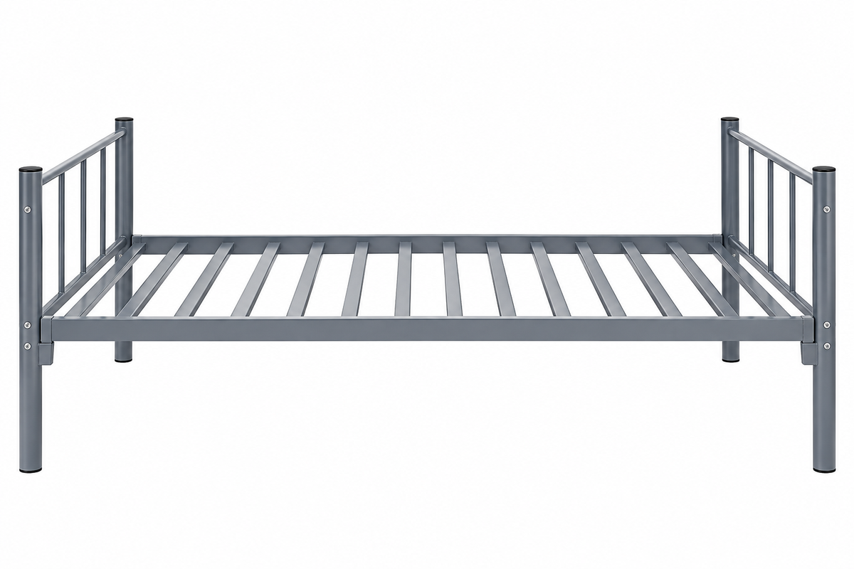 Heavy Duty Steel Single Bed grey with Medicated Mattress - UAE Wide