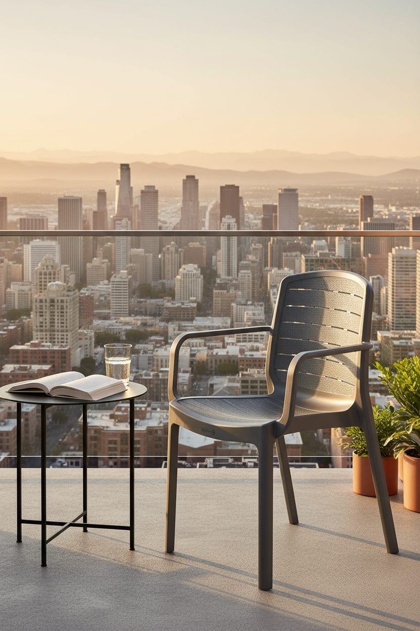 Cedargrain outdoor armchair on balcony UAE - Space-saving patio furniture Dubai Abu Dhabi Sharjah