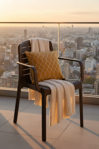 Cedargrain outdoor armchair balcony setup UAE - Compact patio furniture Dubai Abu Dhabi Sharjah