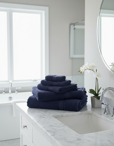 Premium Navy Blue Bath Towel Set UAE | 16 Piece Family Pack Cotton Dubai Abu Dhabi
