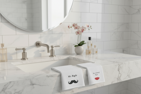 Luxury Mr. Right Mrs. Always Right Towel Set UAE | 600 GSM Embroidered Cotton Dubai