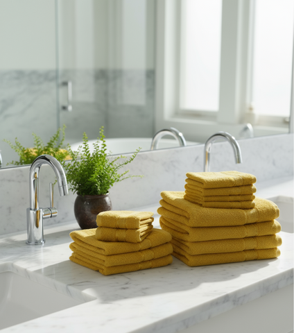 Premium Daffodil Yellow Bath Towel Set UAE | 16 Piece Family Pack Dubai Abu Dhabi