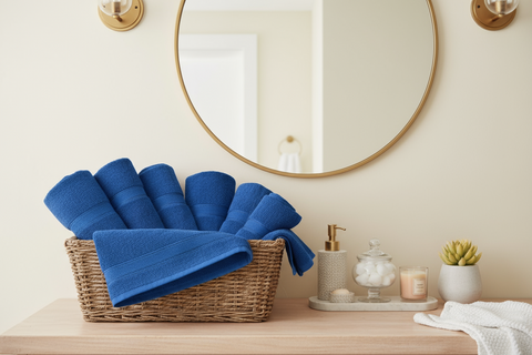 Premium Royal Blue Face Towel Set UAE Dubai - 500 GSM Cotton 24 Pack Hotel Quality