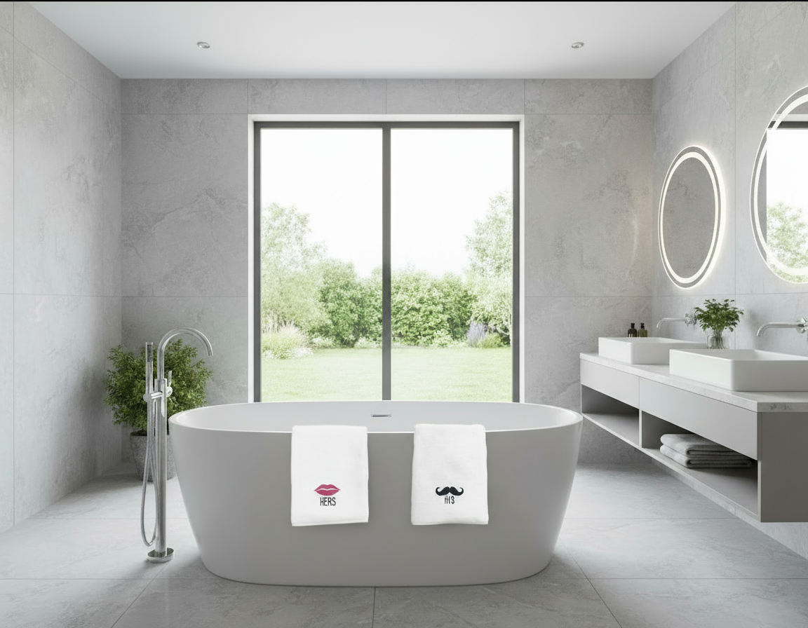 Luxury Her Lips His Mustache Hand Towel Set UAE | 600 GSM Cotton Dubai