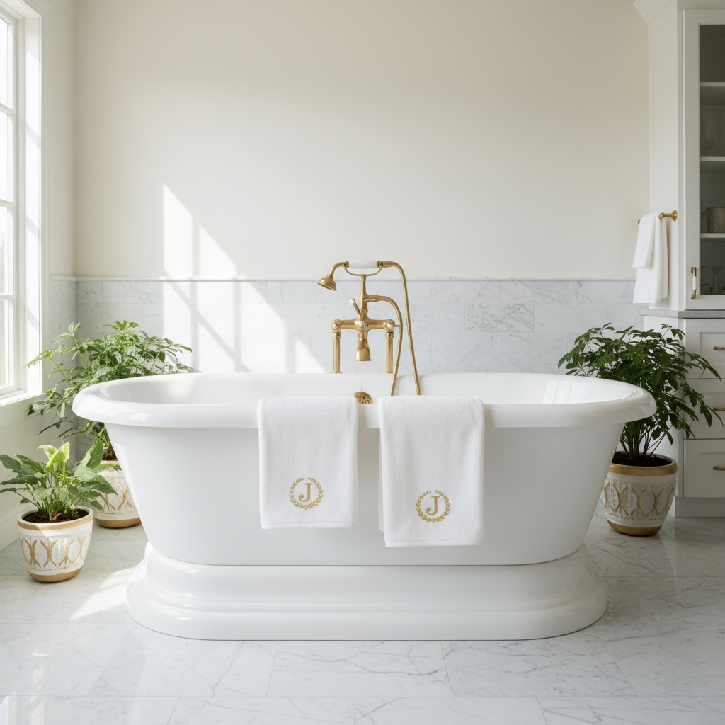 Premium Monogrammed Hand Towel UAE - Luxury 600 GSM Cotton Bath Linen Dubai