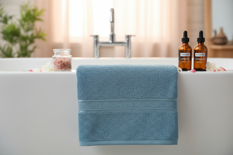 Premium Light Blue Bath Towel Set UAE | 500 GSM Cotton 70x140cm Dubai