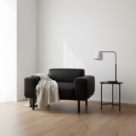 VOLL Single Seater Leatherette Sofa Black - Premium Furniture Dubai Abu Dhabi UAE