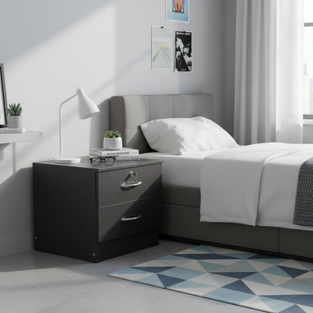 Wooden Night Stand IH 1308 | Bedside Table UAE | INFINI HOMES