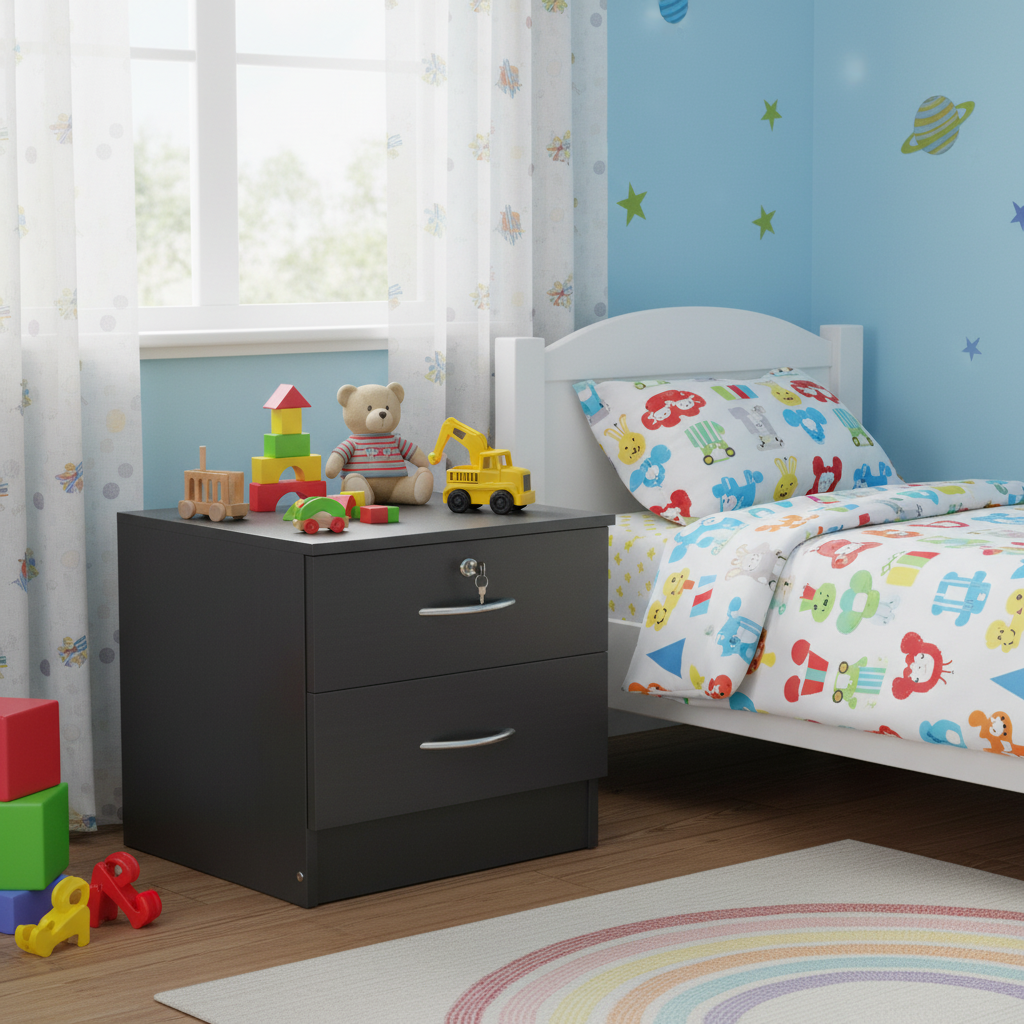 Wooden Night Stand IH 1308 | Bedside Table UAE | INFINI HOMES