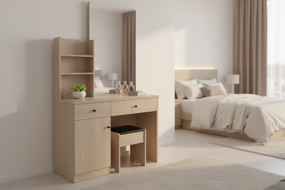 Dressing Table with Stool IH 467 | Luxury Vanity Table UAE Beige
