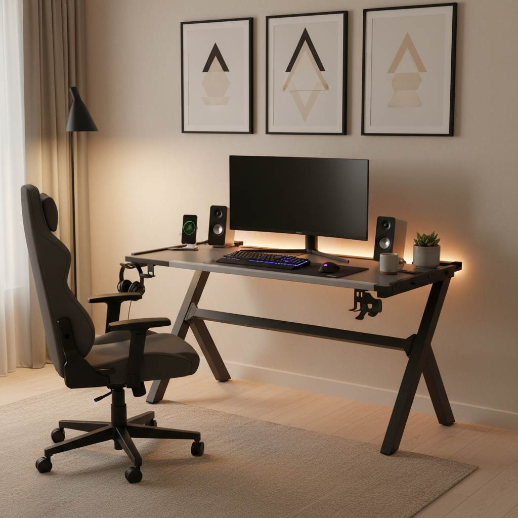 Gaming Table with LED Light Black 120x60x75cm | Premium Gaming Desk UAE