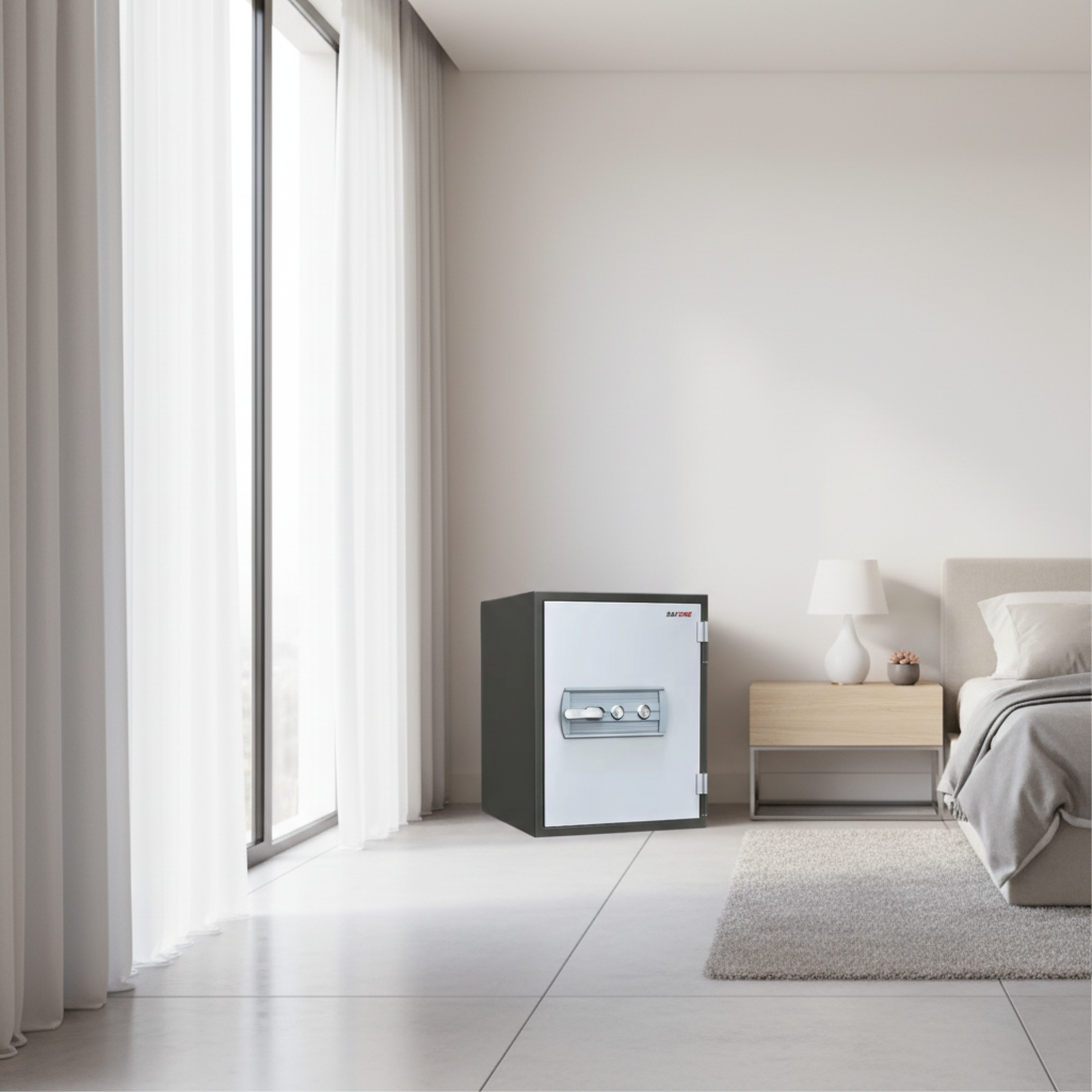 SAFIRE FR 40 Fire Resistant Safe in Modern Bedroom – Home Safe Dubai Abu Dhabi UAE
