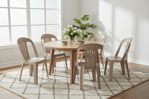 Premium Contessa Chairs Set of 6 - Beige | UAE Delivery to All Emirates