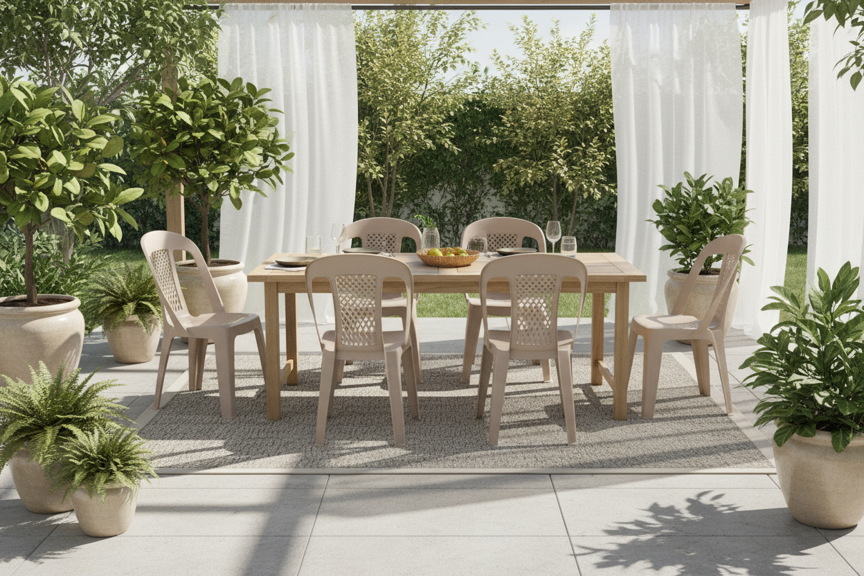 Premium Regal Plastic Chairs Set of 6 - White | UAE Delivery to All 7 Emirates