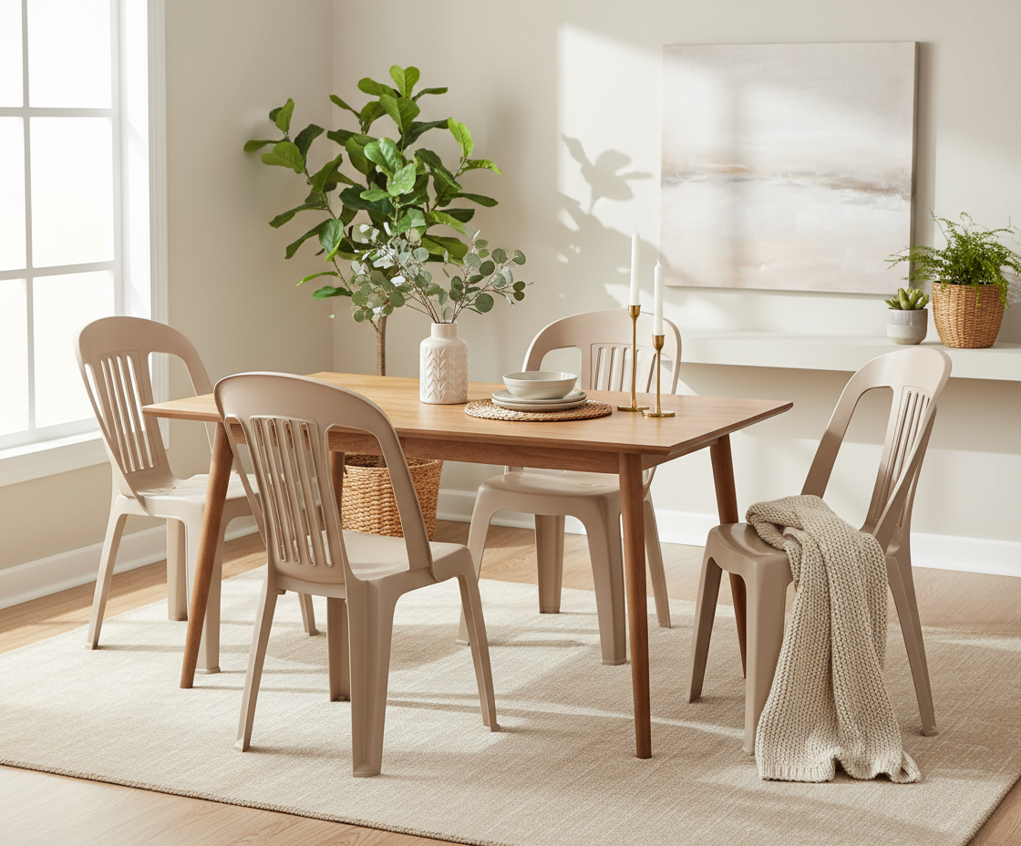 Premium Contessa Chairs Set of 4 - Beige | UAE Furniture Delivery Dubai Abu Dhabi