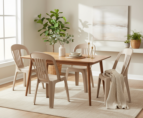 Premium Contessa Chairs Set of 4 - Beige | UAE Furniture Delivery Dubai Abu Dhabi